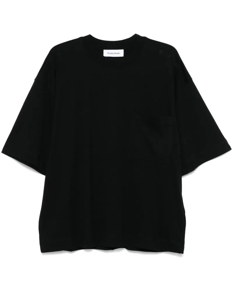 Études Studio T-Shirt mit aufgesetzter Tasche Schwarz