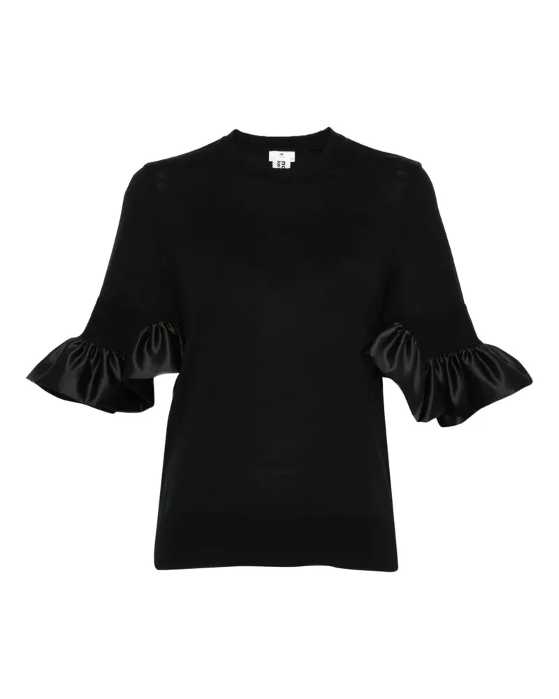 Noir Kei Ninomiya ruffled-sleeve sweater - Schwarz Schwarz