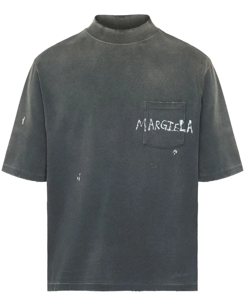 Maison Margiela T-Shirt mit Logo-Print - Grau Grau