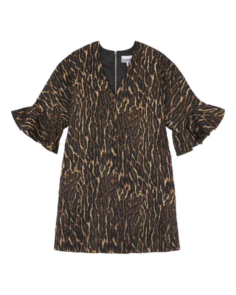 Ganni Minikleid mit V-Ausschnitt - Braun Braun