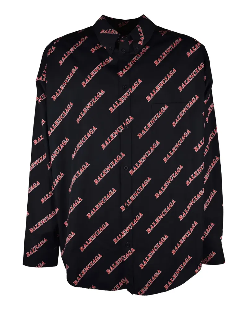 Balenciaga Logo-Hemd mit Brusttasche - Schwarz Schwarz