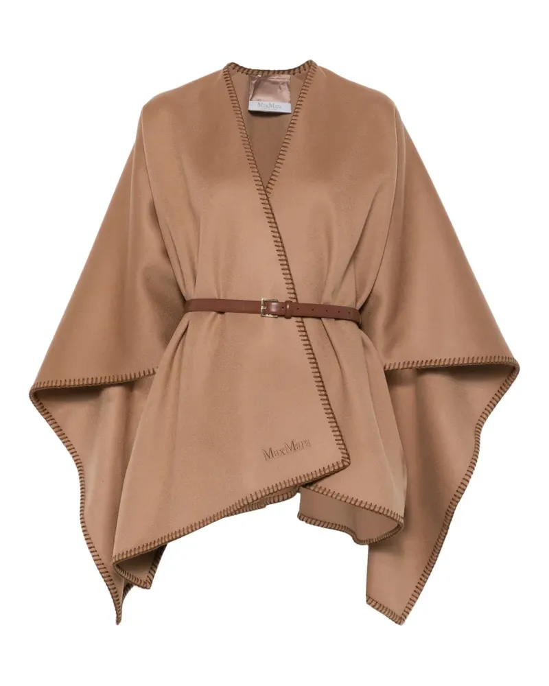 Max Mara blanket-stitch logo-embroidered cape - Braun Braun