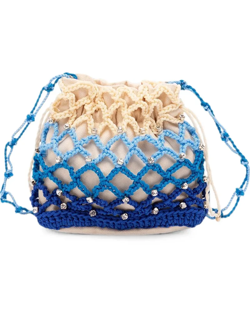 Rosantica crystal-embellished macramé crossbody bag - Blau Blau