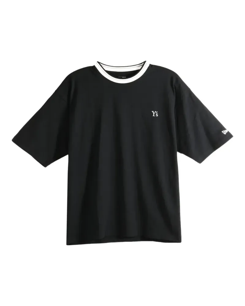 Yohji Yamamoto x New Era logo-embroidered striped-trim T-shirt - Schwarz Schwarz