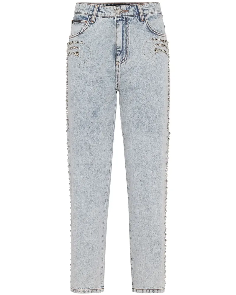 Philipp Plein Tapered-Jeans mit Logo-Patch - Blau Blau