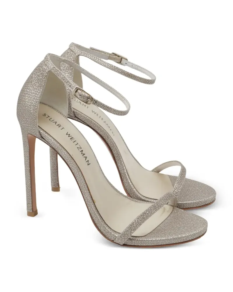 Stuart Weitzman fabric ankle strap open toe sandals - Silber Silber