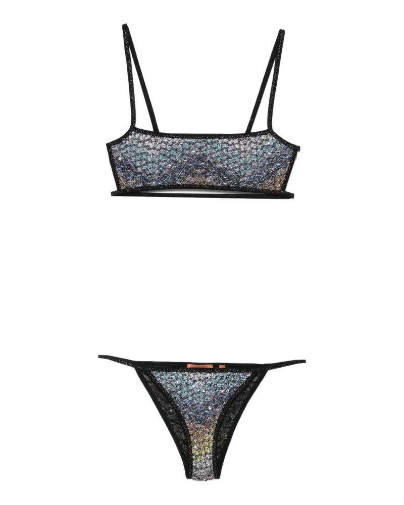 Missoni sequin-embellished zigzag-knit bikini - Blau Blau