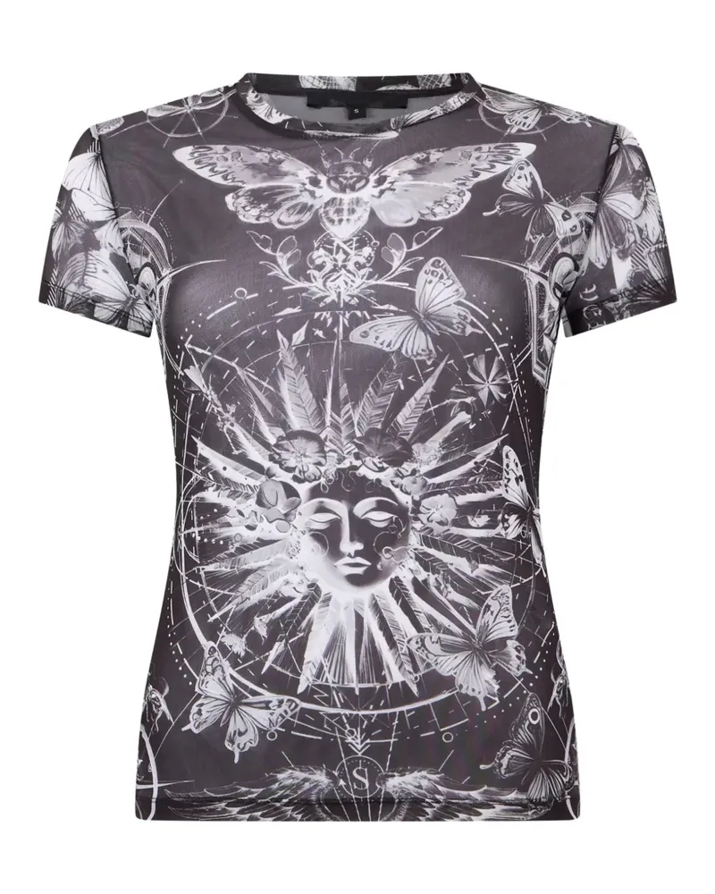 Philipp Plein tulle butterfly-print T-shirt - Schwarz Schwarz