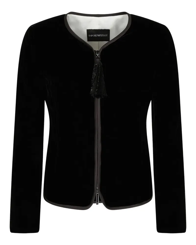 Emporio Armani Samtjacke mit Quastendetail - Schwarz Schwarz