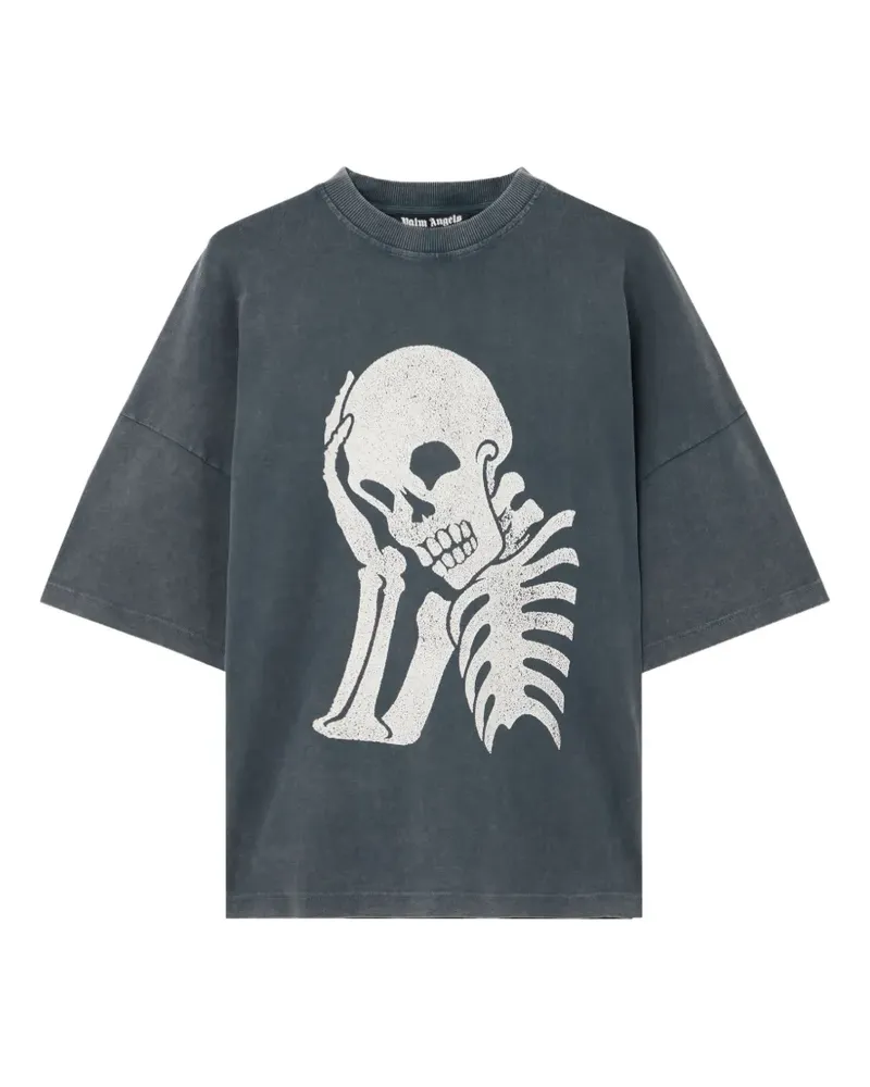 Palm Angels T-Shirt mit Totenkopf-Print - Grau Grau