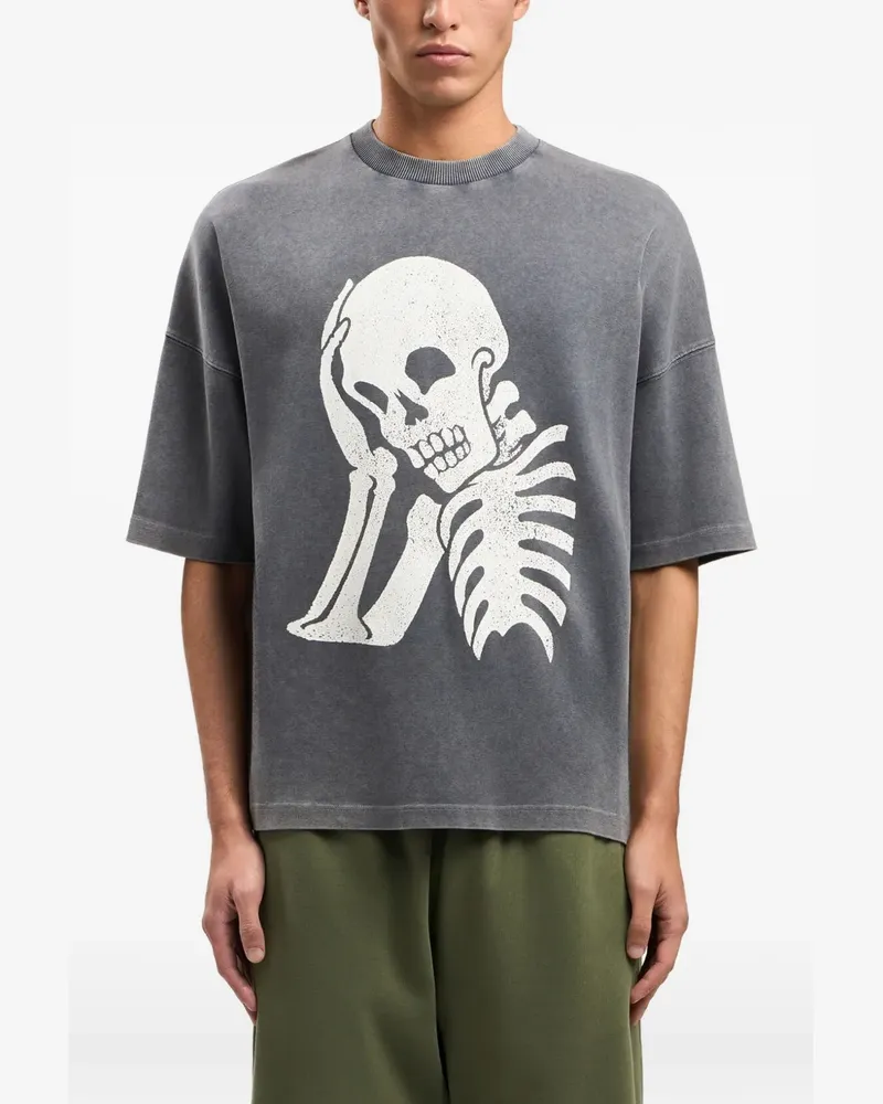 Palm Angels skull-print washed T-shirt - Grau Grau