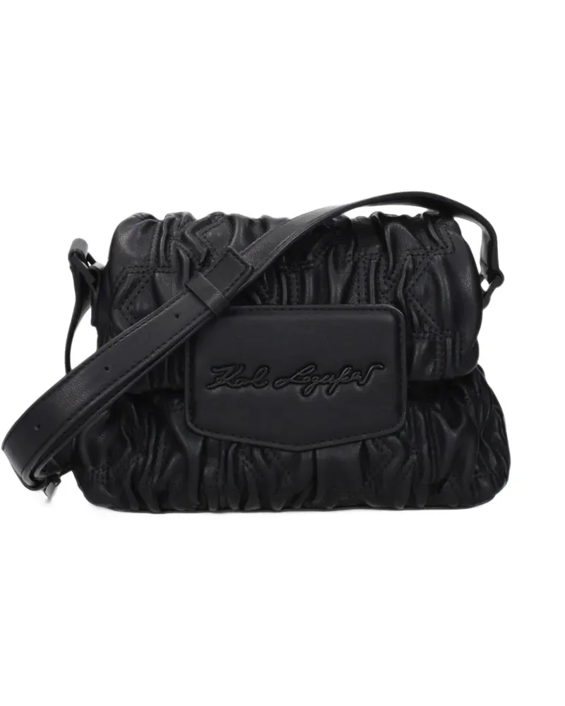 Karl Lagerfeld ruched logo-patch crossbody bag - Schwarz Schwarz