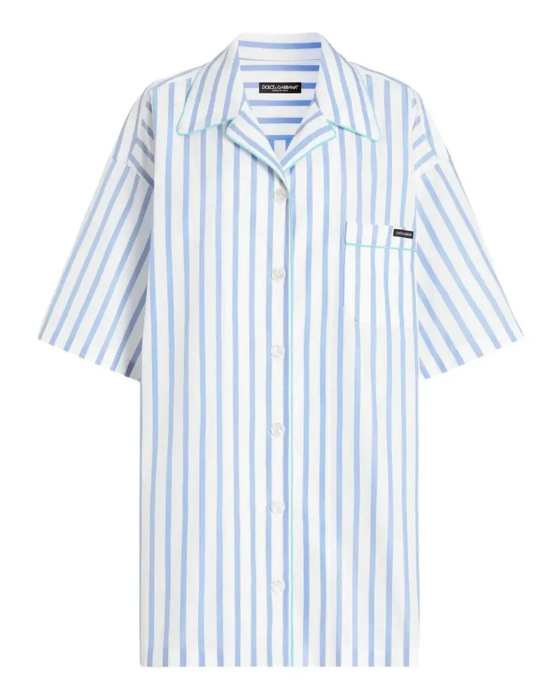 Dolce & Gabbana Gestreiftes Hemd mit Brusttasche - Weiß Weiß