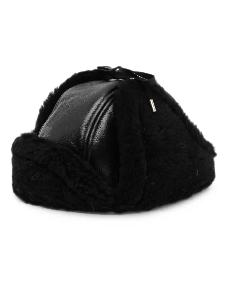 Mastermind World shearling-trim leather pilot hat - Schwarz Schwarz