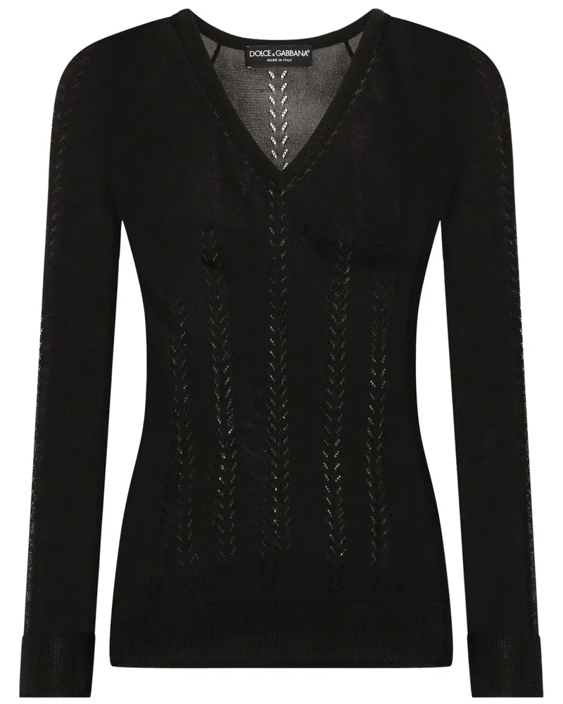 Dolce & Gabbana Pullover mit Lochstrickmuster - Schwarz Schwarz
