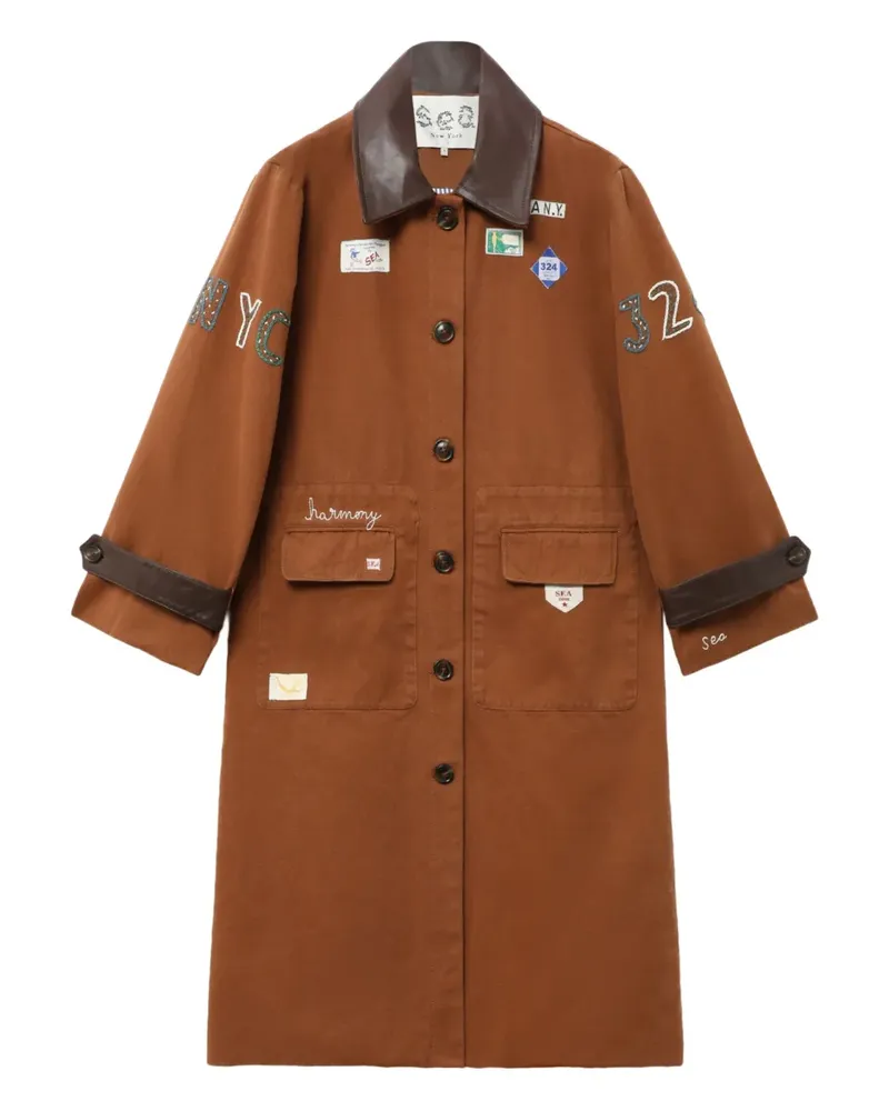 Sea appliqué collared coat - Braun Braun