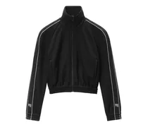 Cropped-Sportjacke mit Logo-Streifen - Schwarz