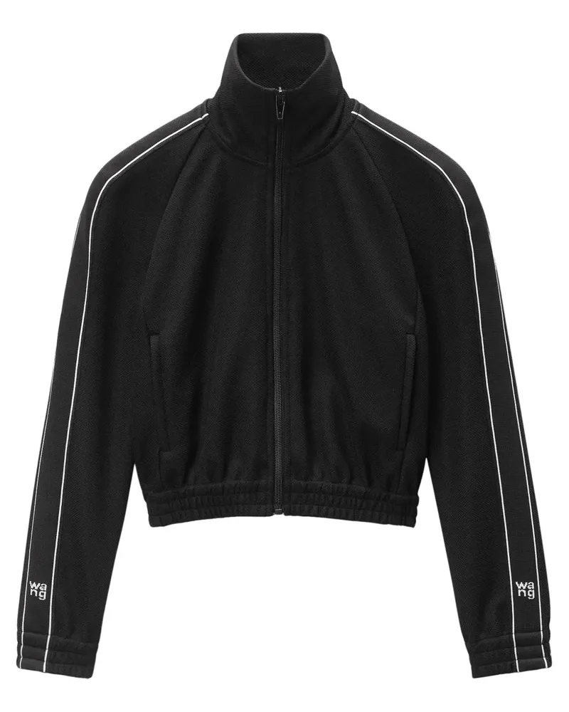 Alexander Wang Cropped-Sportjacke mit Logo-Streifen - Schwarz Schwarz
