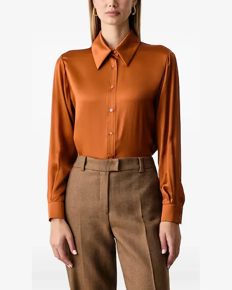 Luisa Spagnoli satin-finish button-up shirt - Orange Orange