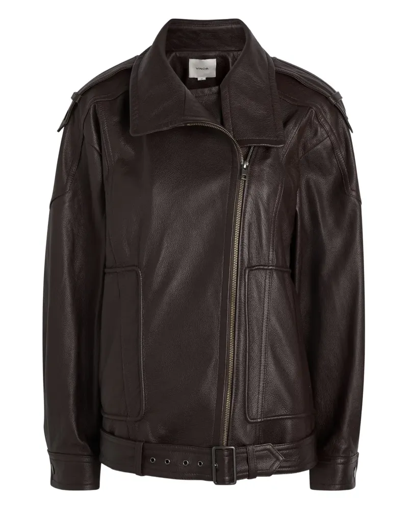 Vince panelled grained leather jacket - Braun Braun