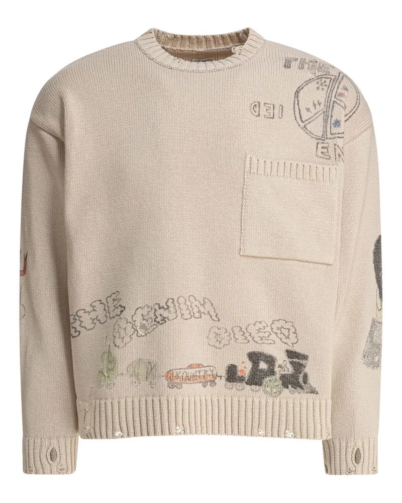 KAPITAL Pullover mit grafischem Print - Nude Nude