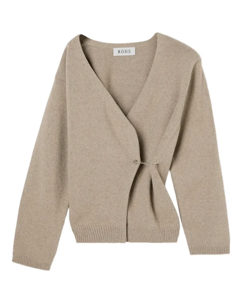 Róhe V-neck safety-pin-detail cardigan - Nude Nude