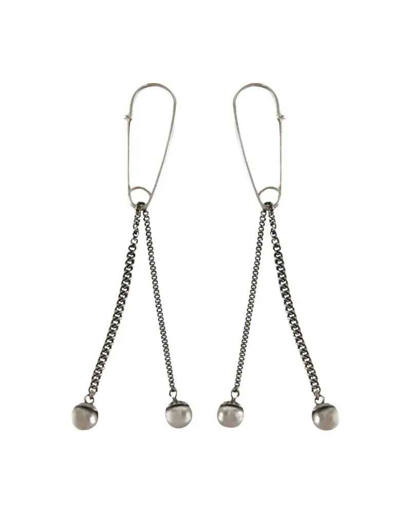 WERKSTATT:MÜNCHEN safety-pin chain earrings - Silber Silber