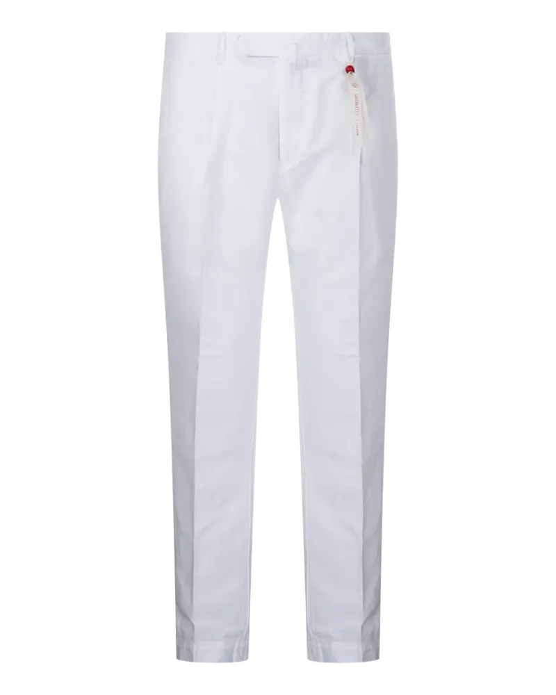 Biagio Santaniello pleated tapered trousers - Weiß Weiß