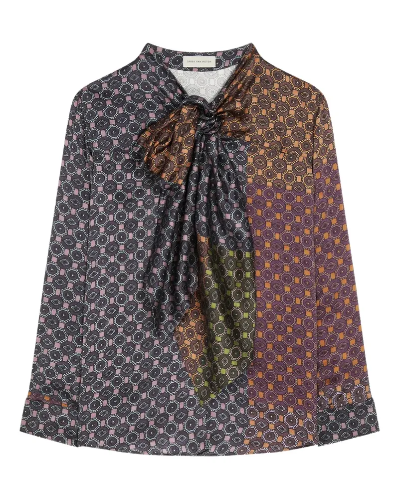 Dries van Noten Gemusterte Schluppenbluse - Blau Blau