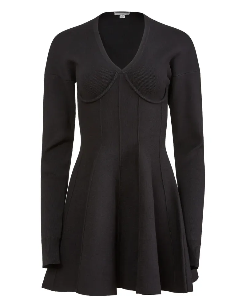 Fleur Du Mal flared corset V-neck mini dress - Schwarz Schwarz