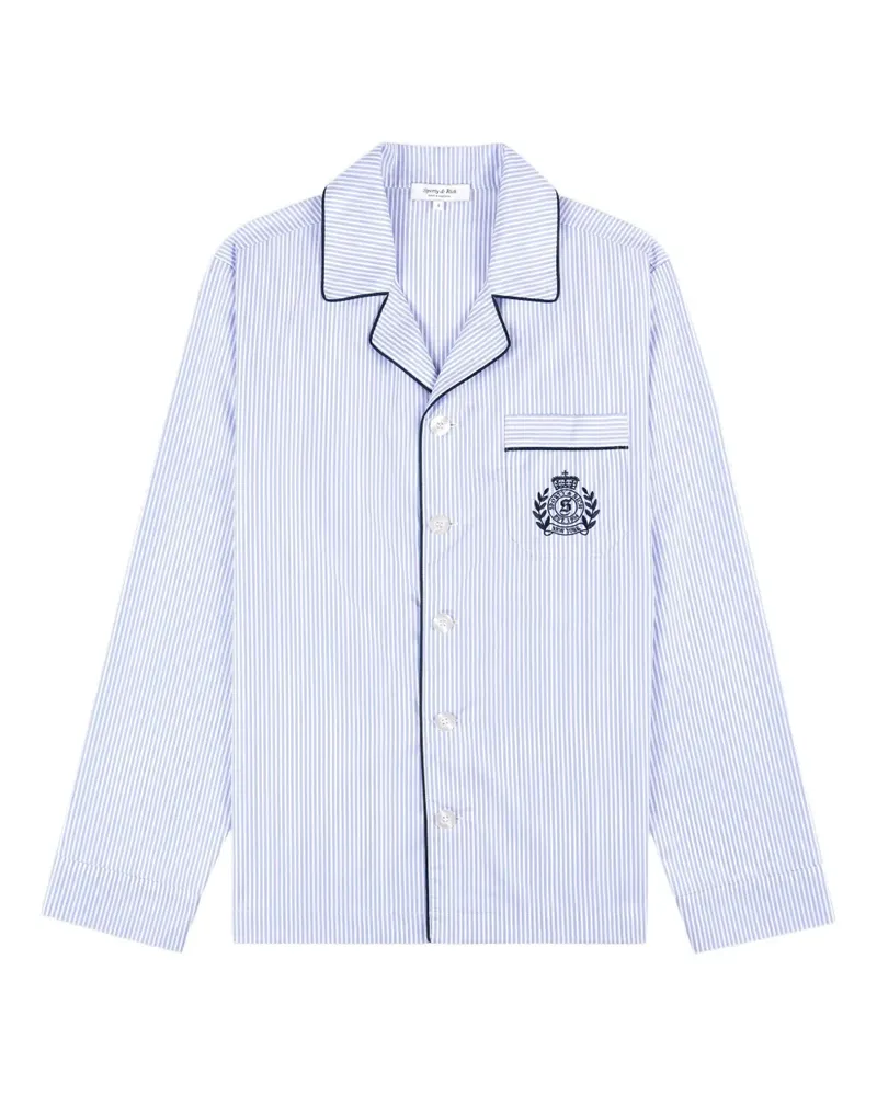 SPORTY & RICH Gestreiftes Oberteil mit Stickerei - Blau Blau