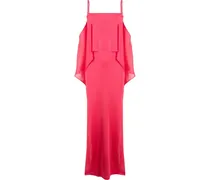 Schulterfreies Kleid mit Volant - Rosa