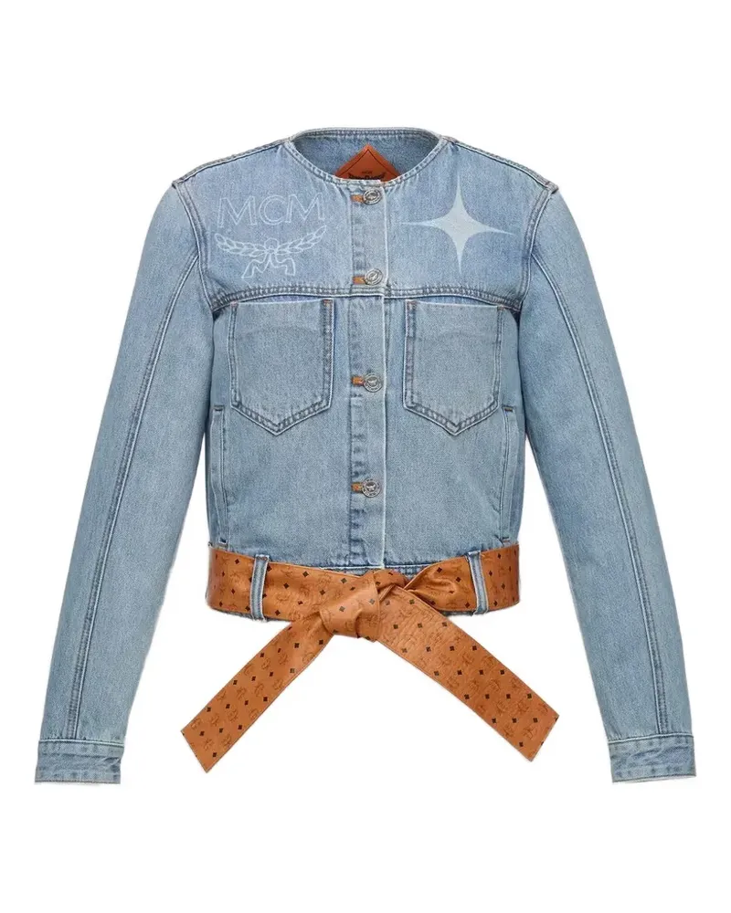MCM Constellation Visetos-print belted denim jacket - Blau Blau