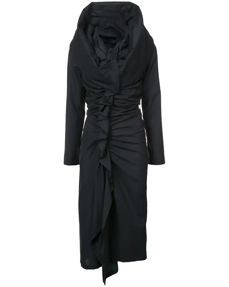Yohji Yamamoto Gerafftes Kleid - Schwarz Schwarz