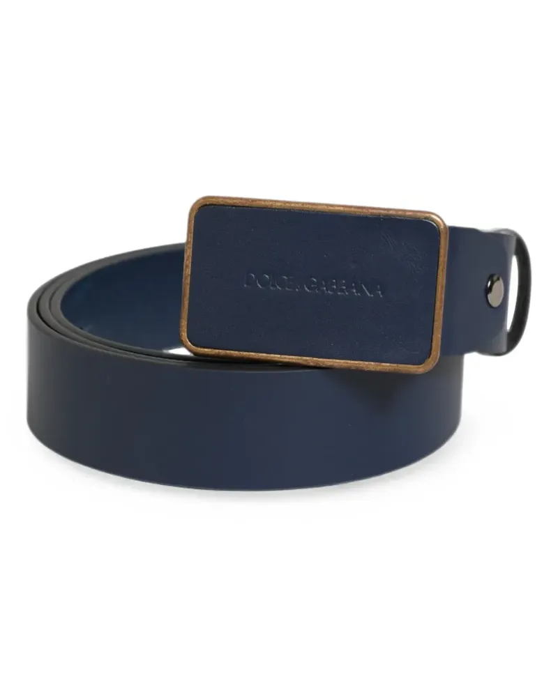 Dolce & Gabbana Ledergürtel mit Logo-Schnalle - Blau Blau