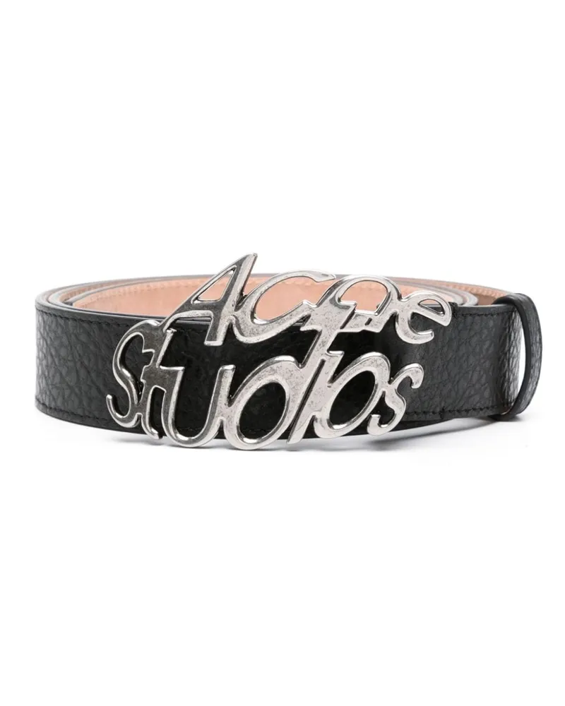 Acne Studios Gürtel mit Logo-Schild - Schwarz Schwarz