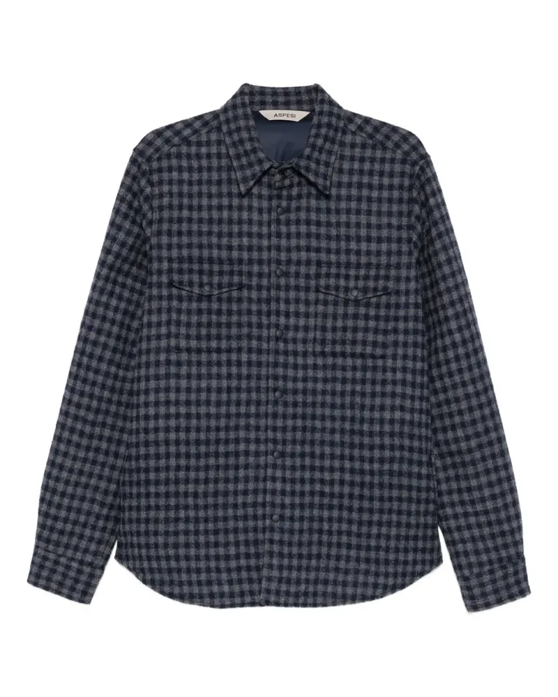 ASPESI Doppia check-pattern overshirt - Blau Blau