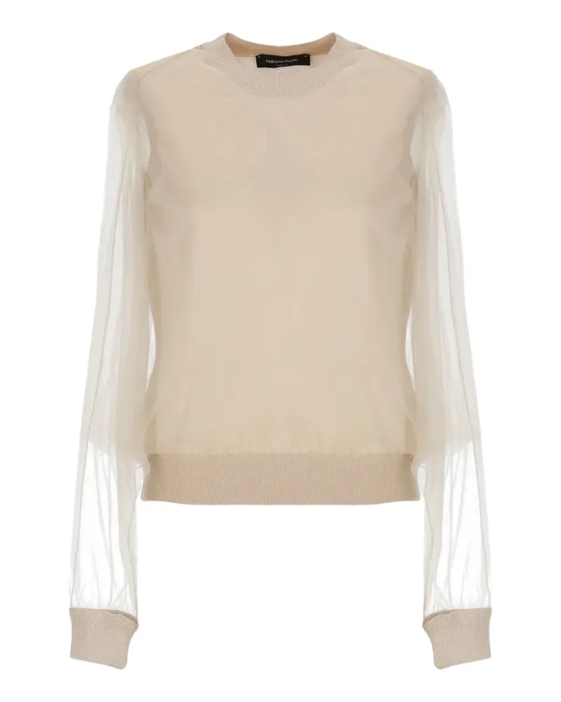 Fabiana Filippi sheer-sleeve jumper - Nude Nude