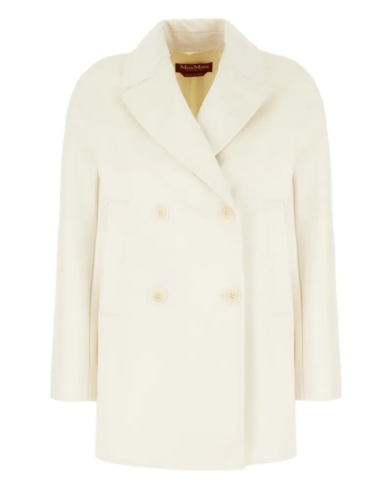 Max Mara Doppelreihiger Mantel - Weiß Weiß