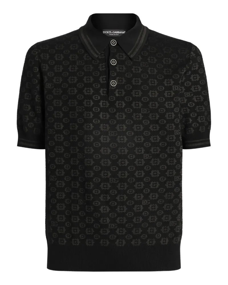 Dolce & Gabbana Geometrisch gemustertes Poloshirt - Schwarz Schwarz