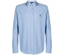 Button-down-Hemd mit Logostickerei - Blau