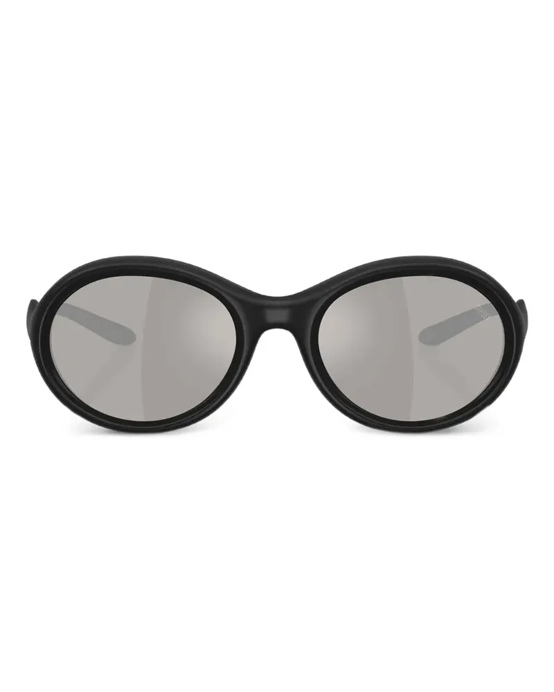 Diesel Runde Sonnenbrille mit Logo-Schild - Schwarz Schwarz