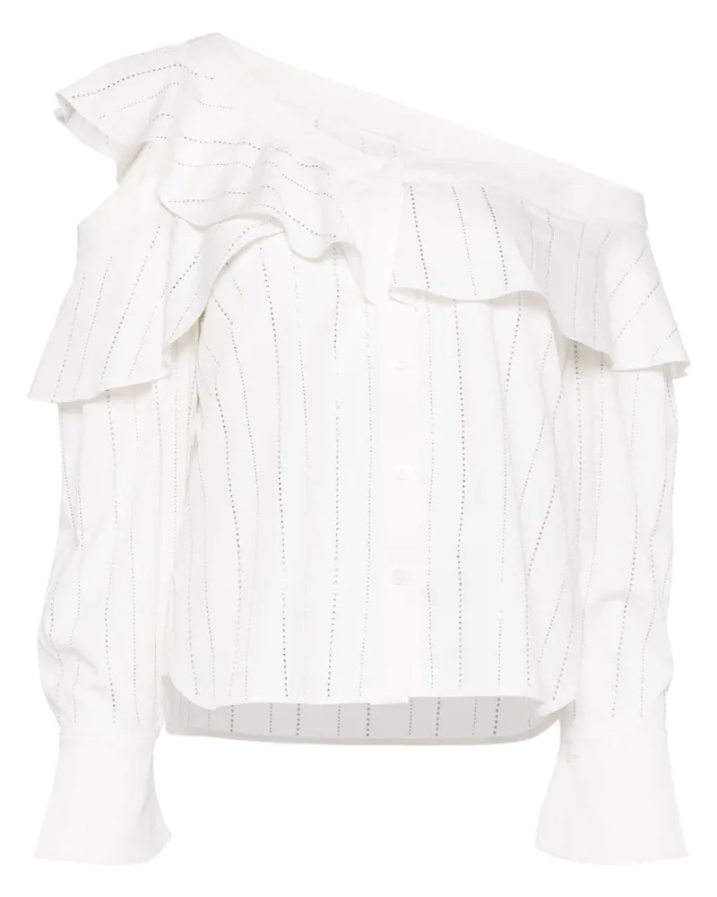 Self-Portrait Oberteil mit Strass-Streifen - Weiß Weiß