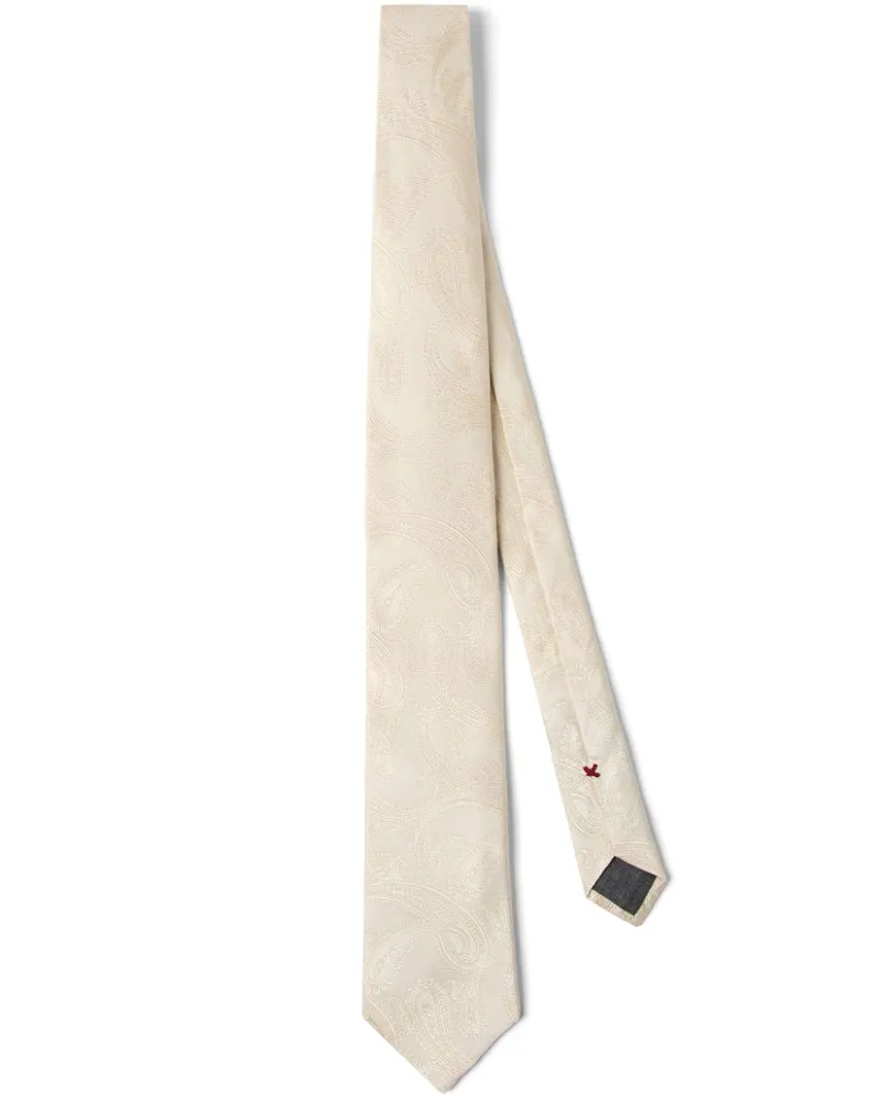Brunello Cucinelli Krawatte aus Seide mit Paisley-Print - Weiß Weiß