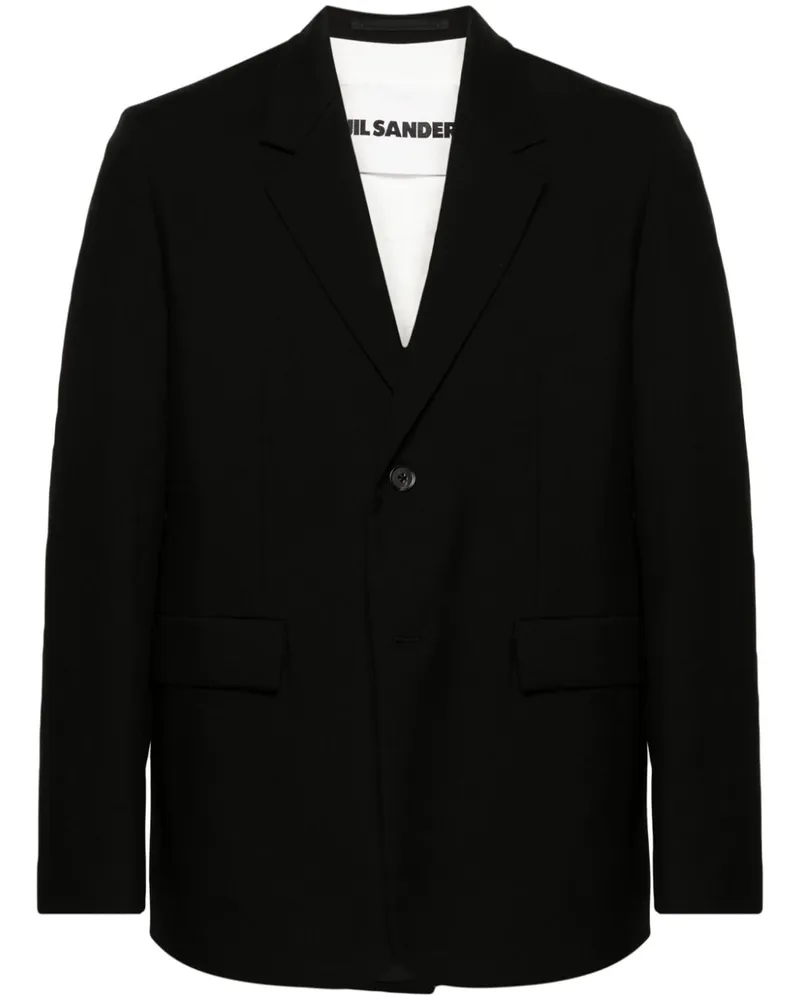Jil Sander Einreihiges Twill-Sakko - Schwarz Schwarz