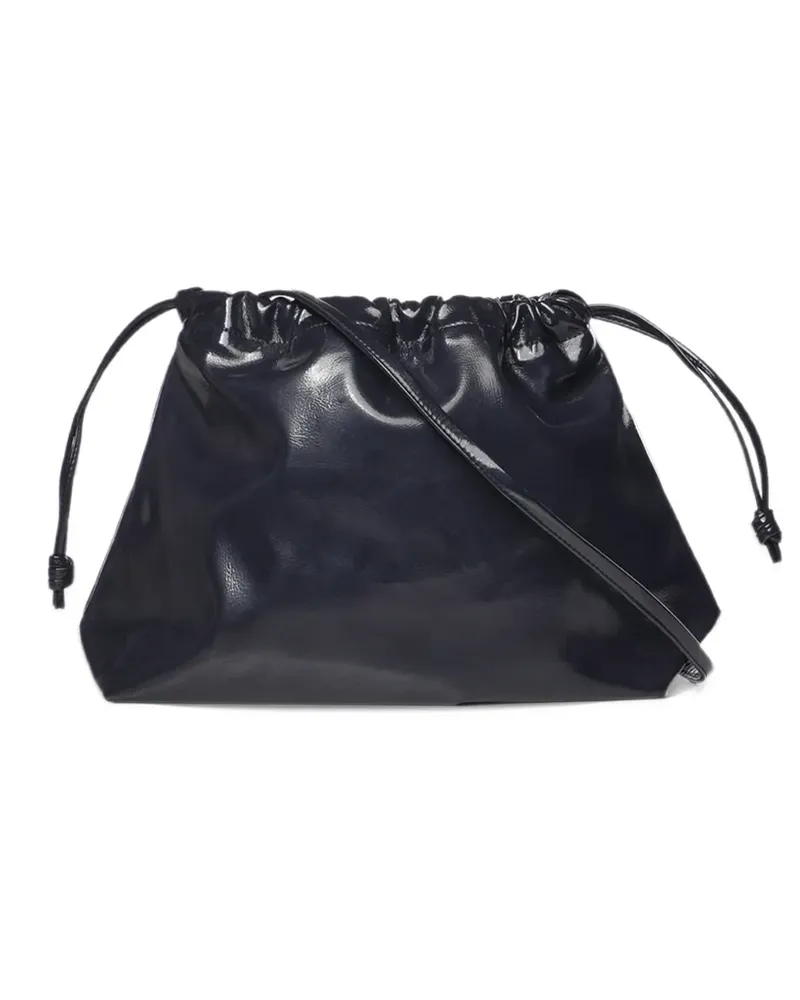 FRANKIE Shop Morgan crackled faux leather small pouch - navy - Blau Blau