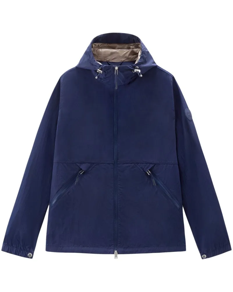Woolrich Crinkle Windbreaker mit Kapuze - Blau Blau