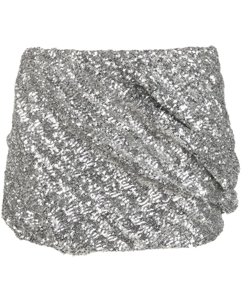 ATTICO Minirock mit Pailletten - Silber Silber