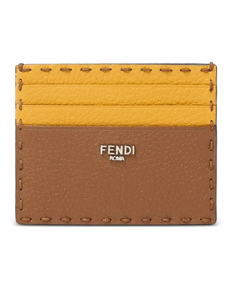 Fendi stitched bicolour cardholder - Braun Braun