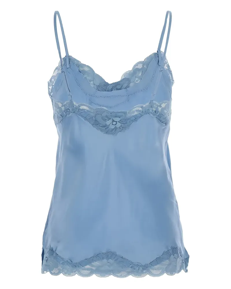 Gold Hawk Clothing Seidentop mit Spitzenborten - Blau Blau
